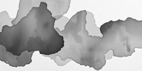 Abstract gray ink stains on textured white and black watercolor paper overlay, black, abstract