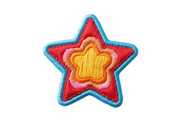 Colorful Embroidered Star Patch in Bright Red and Yellow Shades