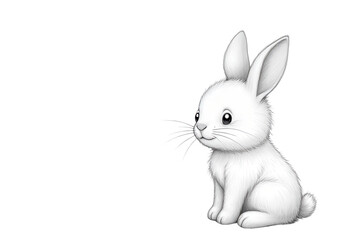 Fototapeta premium Cute White Cartoon Rabbit Sitting on a White Background