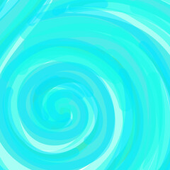 Abstract illustration featuring a blue spiral pattern with swirling, vibrant shades of turquoise and aqua colors. The design evokes a sense of motion and energy.