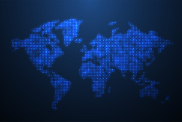 World map. Global network, pixel texture, earth background, abstract pattern © Oleh
