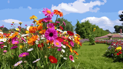 Obraz premium Garden with flowers