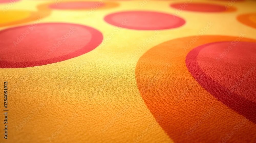 Poster abstract colorful pattern with circular shapes on yellow background