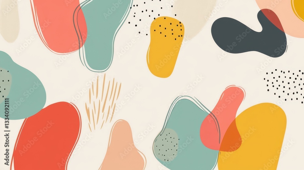 Poster abstract colorful shapes and patterns on light background