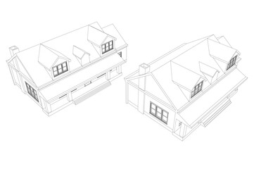 Architectural Sketch of Modern Residential House – Perspective View