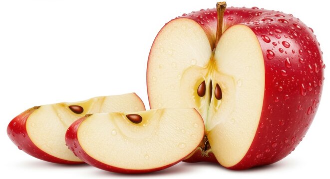 Red Apple with Water Drops