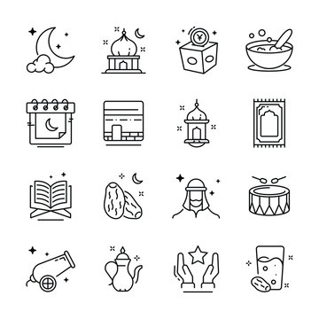 Get this latest line collection of islamic month icons, easy to edit 