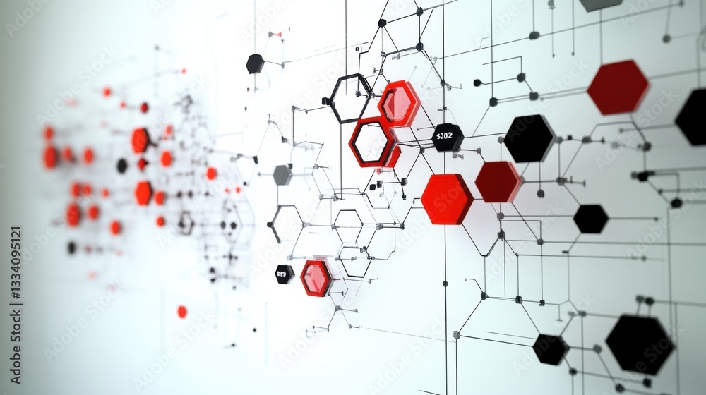 Poster abstract geometric network with hexagonal shapes and lines