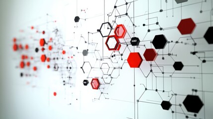 Abstract Geometric Network with Hexagonal Shapes and Lines