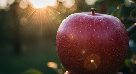 Red Apple in Warm Sunset