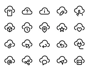 Outline icons set for Cloud computing.