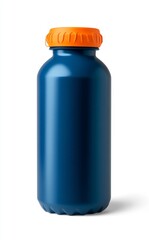 Dark Blue Plastic Bottle with Orange Lids, Studio Shot