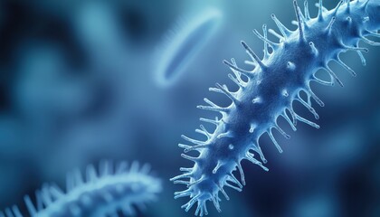 Fototapeta premium Close-up of Microorganisms in a Digital Render