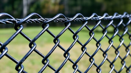 Fototapeta premium Weathered Chain Link Fence with Rusty Texture Against a Beautiful Sunset Background