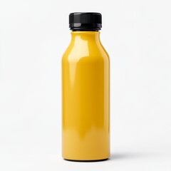 Yellow Beverage Bottle Mockup on White Background