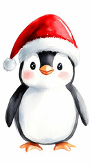 Fototapeta premium Adorable penguin wearing a Santa hat