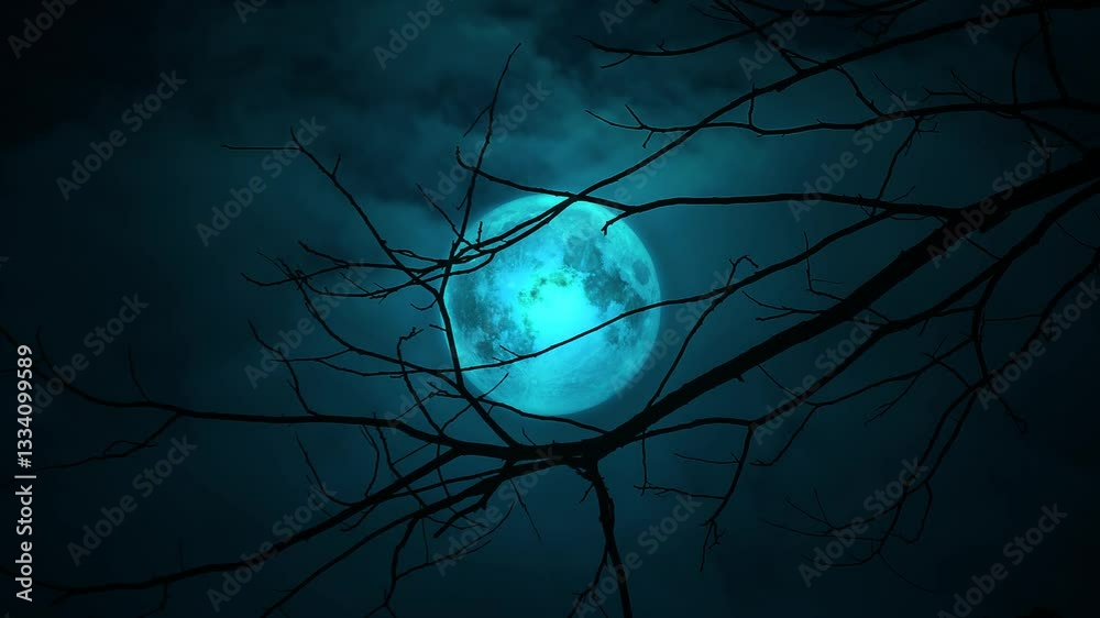 Canvas Prints full moon at night in the trees