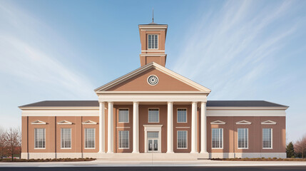Obraz premium This stunning architectural structure stands firm against a subtle, neutral background, blending traditional academic design with minimalist elements