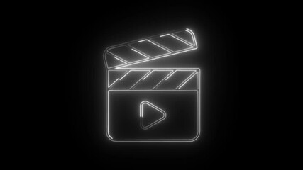 Glowing neon entertainment icon isolated on black background. HD Video motion graphic animation