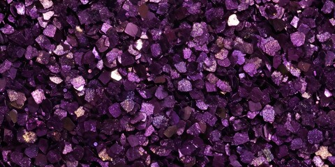 Obraz premium A captivating close-up of dazzlingly reflective purple glitter flakes creating a luxurious and richly textured surface with bright highlights