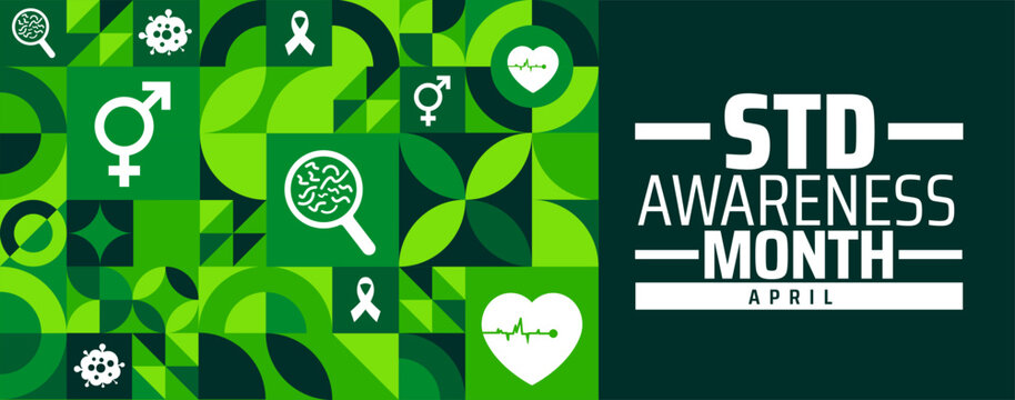 std awareness month geometric shape pattern background banner or poster design template. observed every year in  April. Holiday concept. Use to any Template, card, poster, placard, template.