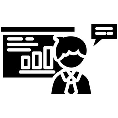 Presentation icon in Glyph Style. Simple Vector Design. Simple Vector Glyph Icon