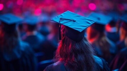 Graduates Celebrating at Commencement Ceremony Evening. Generative AI