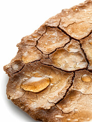 Obraz premium Close-up of cracked, brown surface with water droplets