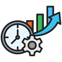 Obraz premium Productivity icon in Flat Color Style With Outline. Simple Vector Design. Simple Vector Flat Icon