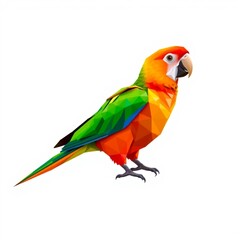 Obraz premium Colorful polygonal parrot design showcasing vibrant hues and geometric shapes