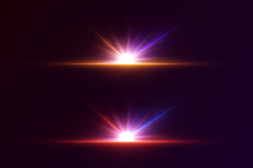 Obraz premium Collection of neon highlights and flares, star explosion, light lines.