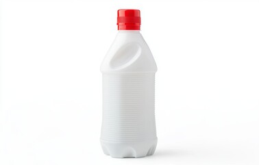 White plastic bottle with red cap, studio shot, product display
