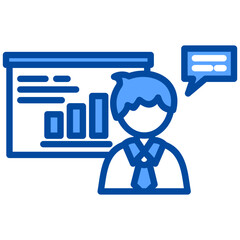 Presentation icon in Blue Color Style. Simple Vector Design. Simple Vector Flat Icon