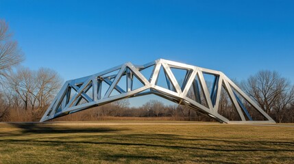A Large Metallic Structure Resides On Green Grass Outdoors
