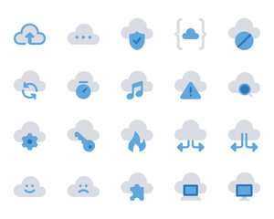 Fototapeta premium Blue color icons set for Cloud computing.