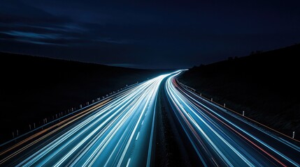 traffic on highway at night