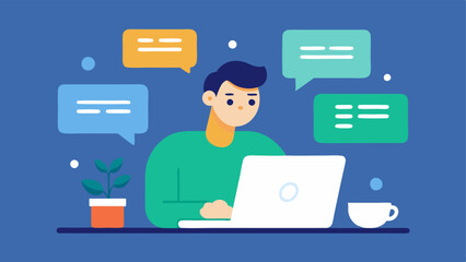 Obraz premium Feedback and Revisions A designer looking thoughtfully at a laptop screen with feedback comments visible making notes and adjustments based on client suggestions.