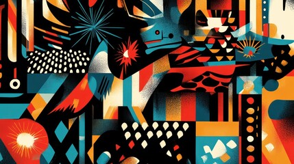 Obraz premium Dynamic abstract art illustration vibrant color palette digital artwork modern style creative expressions