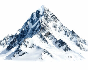 Obraz premium Majestic snow-capped mountain peak isolated on white (1)