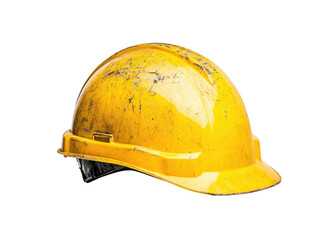 Fototapeta premium Yellow hard hat isolated on black. Safety equipment for construction and industrial work.