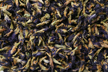 Butterfly pea flower tea as background, closeup