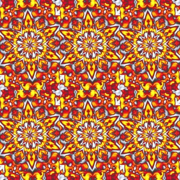 Colorful seamless pattern with mandala design in vibrant hues