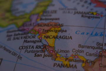 Nicaragua  On The World Map-Geo Political Map