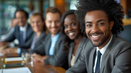 Diverse Group of Happy Businesspeople Working Together in a Meeting Room Environment