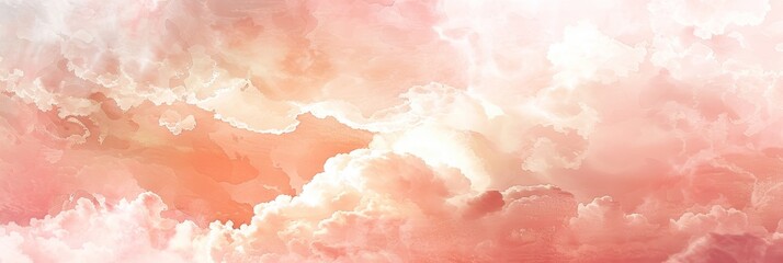 Dreamy ethereal backdrop featuring textured clouds in a soft peach, apricot, and pale pink color palette with diffused glowing highlights.