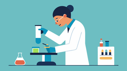 Preparation Station A technician prepares a glass slide with hair samples wearing gloves and a lab coat with a microscope and other tools in the background.