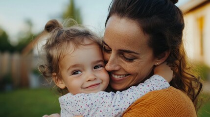 Obraz premium Woman hugging child.