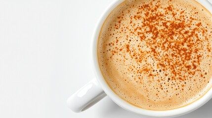 A cup of coffee with cinnamon on top.
