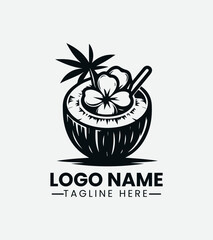Coconut Ice Logo, Young Coconut Ice Logo, Tropical Drink Logo