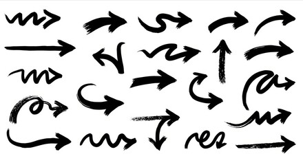 Scattered black ink arrows on white background.